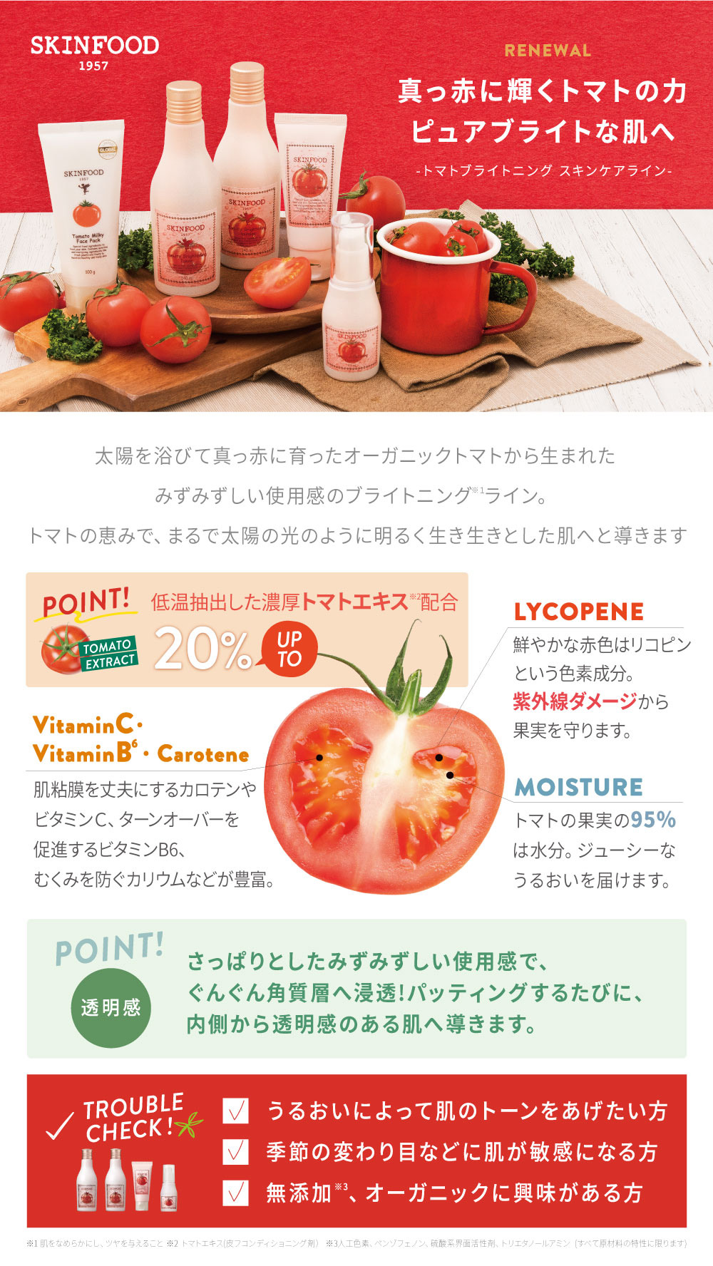 トマト ブライトニングエッセンス 45ml セラム 美容液 スキンフード公式通販 Skinfood トマト ブライトニングエッセンス 45ml セラム 美容液 スキンフード公式通販 Skinfood